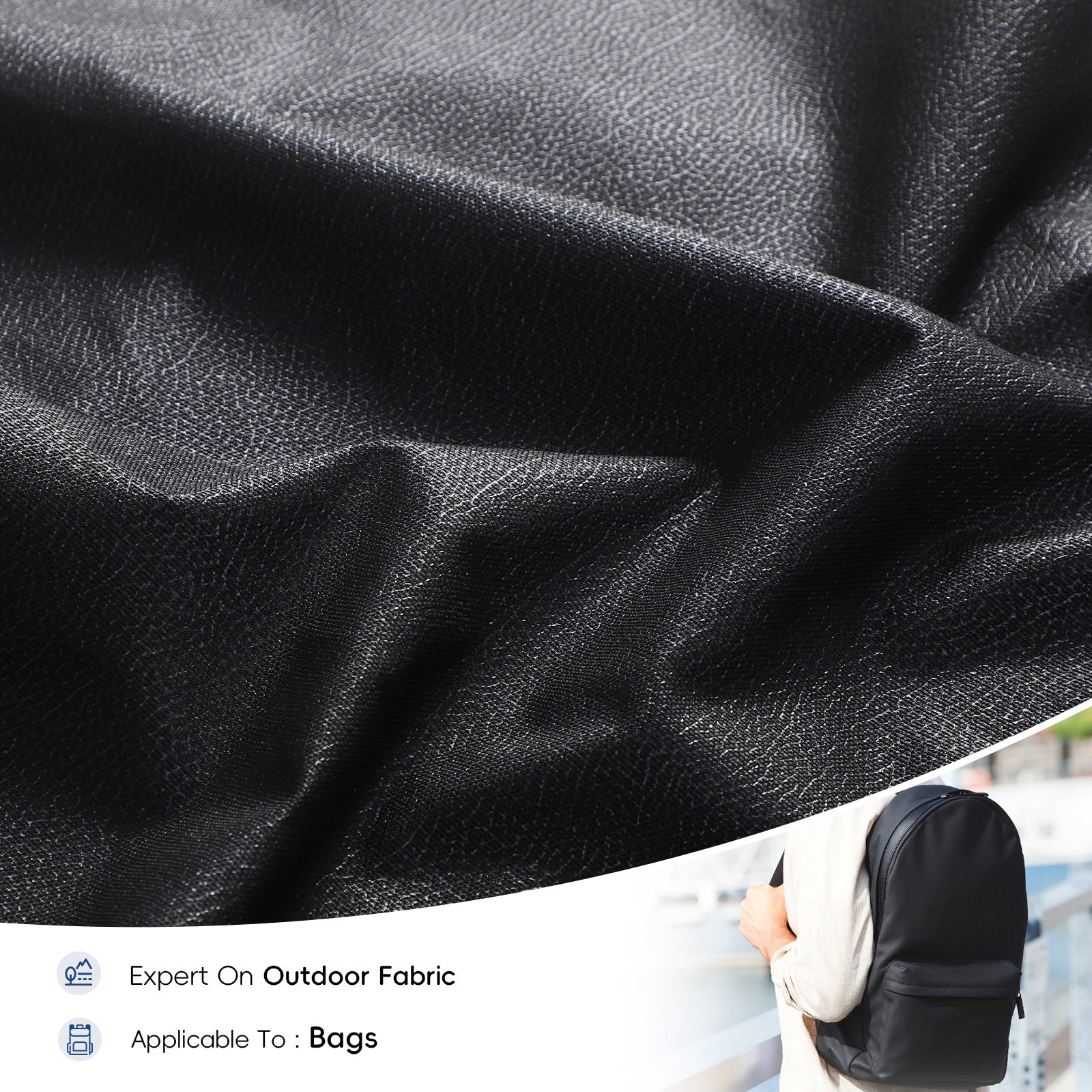 500D PU Polyester Oxford Bag Fabric Black